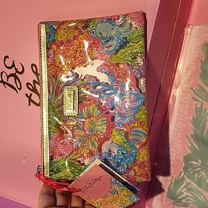 Lilly Pulitzer Floral Pink and Gold  Pouch